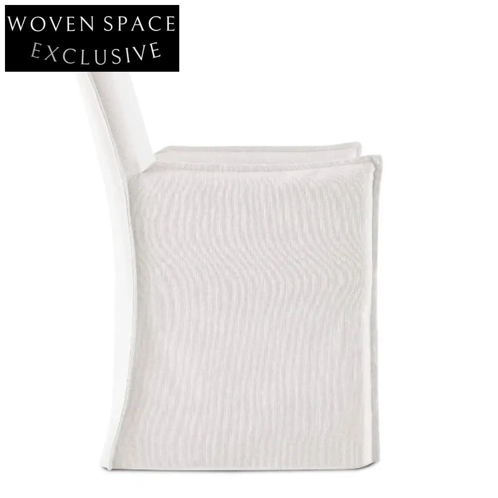 Elegant White Linen Slipcover Dining Armchair Modern Classic Wood Frame Comfort