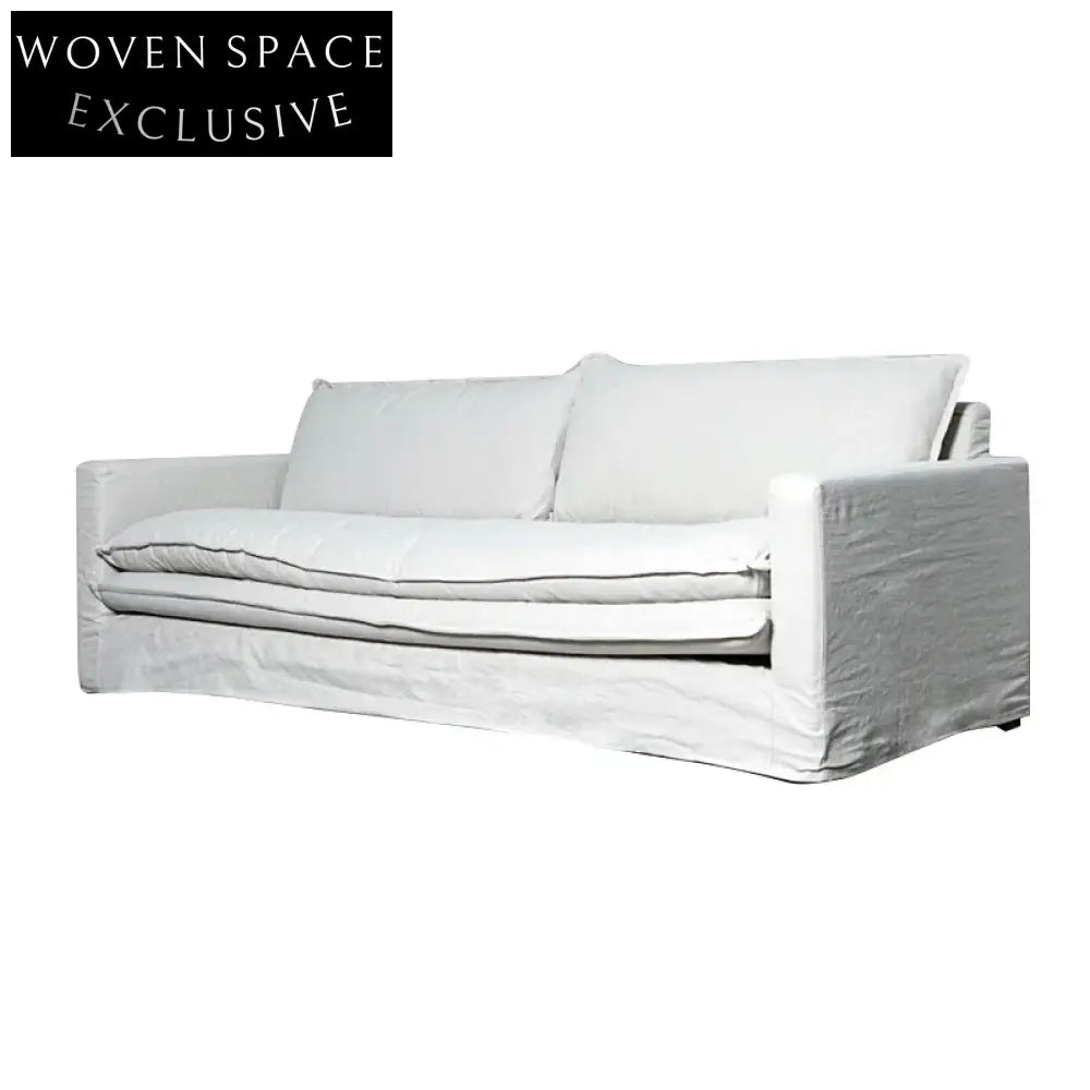 Modern Chile Style White Linen Slipcover Sofa Couch for Living Room Comfort