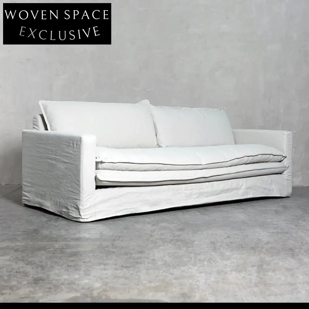 Modern Chile Style White Linen Slipcover Sofa Couch for Living Room Comfort