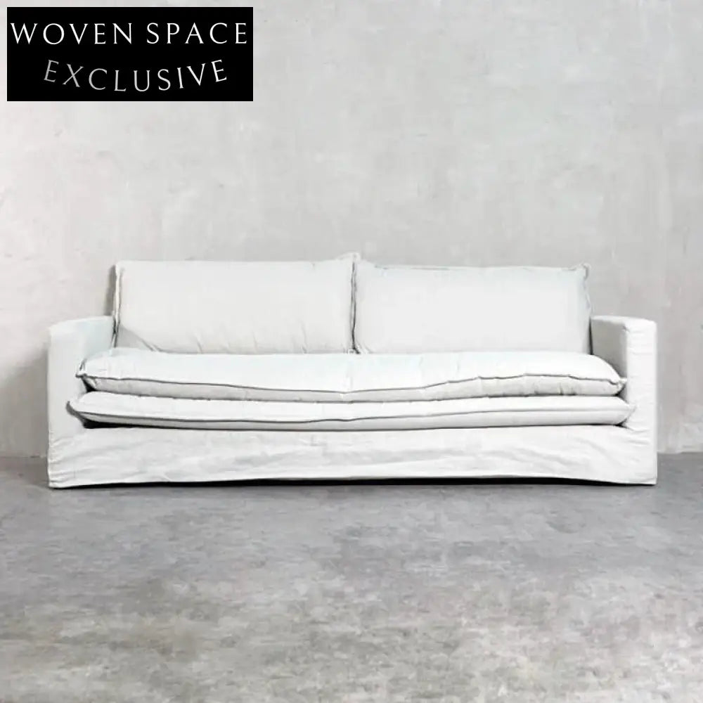 Modern Chile Style White Linen Slipcover Sofa Couch for Living Room Comfort
