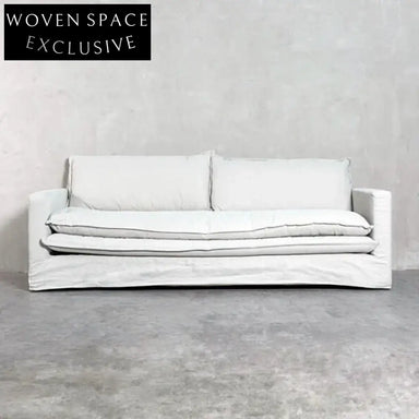 Modern Chile Style White Linen Slipcover Sofa Couch for Living Room Comfort