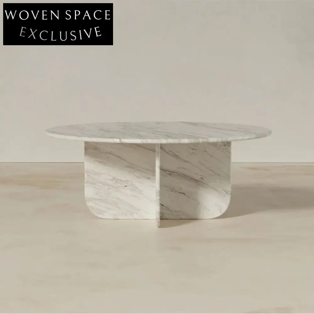 Elegant White Marble Modern Design Living Room Coffee Table & Side Table