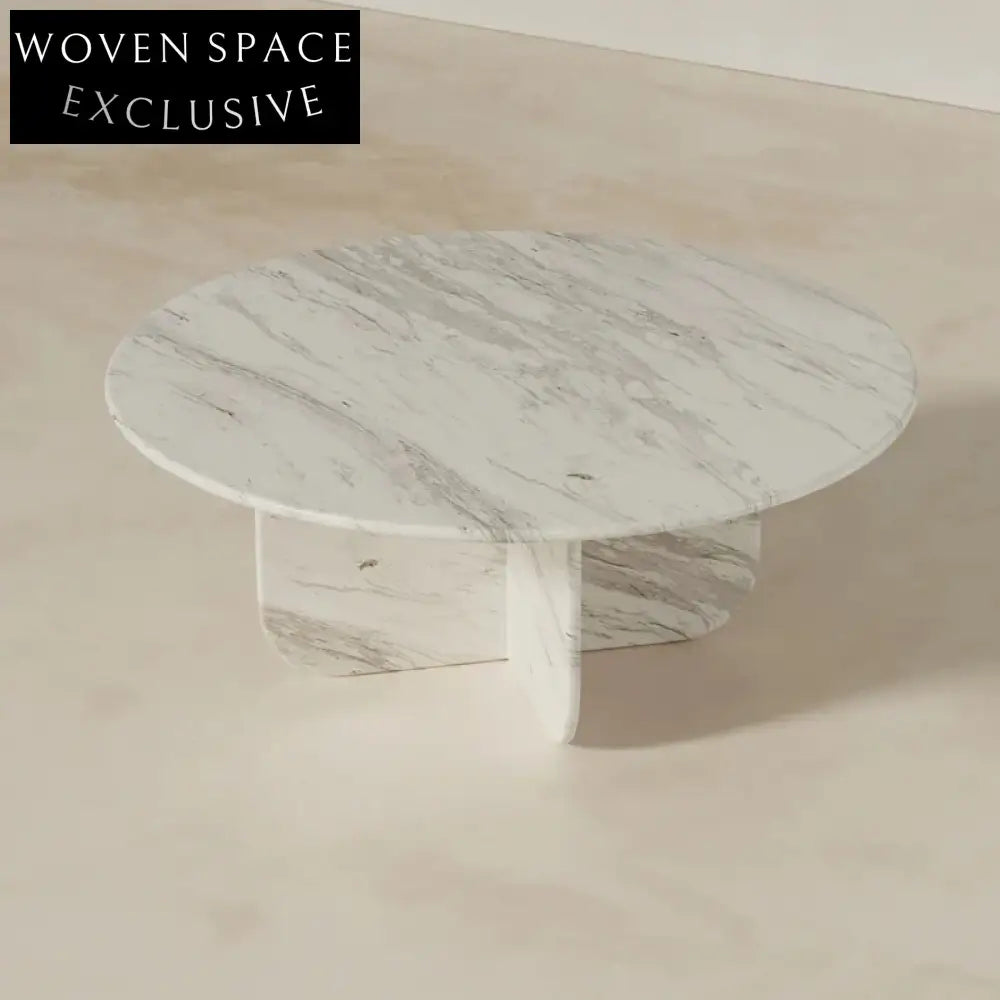 Elegant White Marble Modern Design Living Room Coffee Table & Side Table