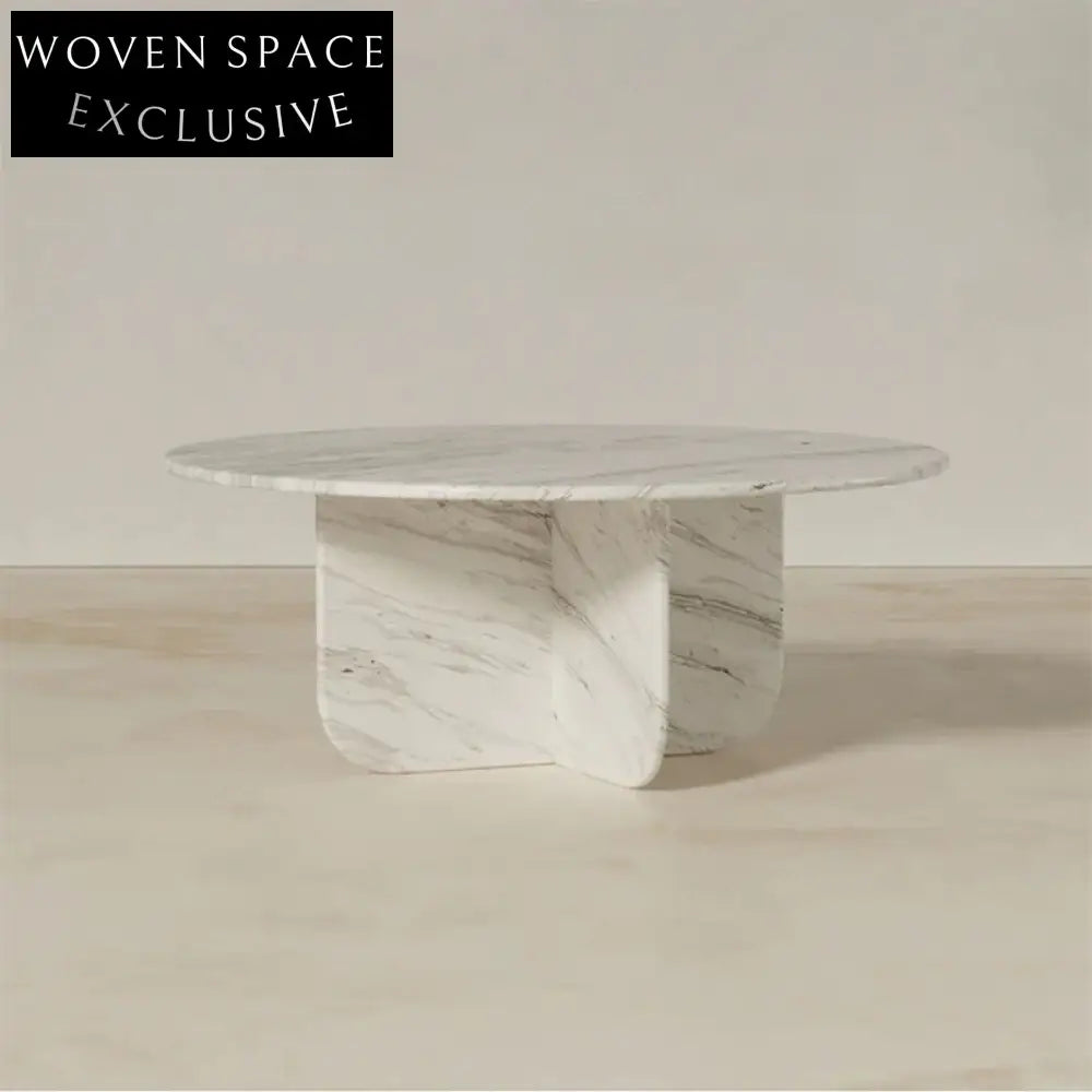 Elegant White Marble Modern Design Living Room Coffee Table & Side Table