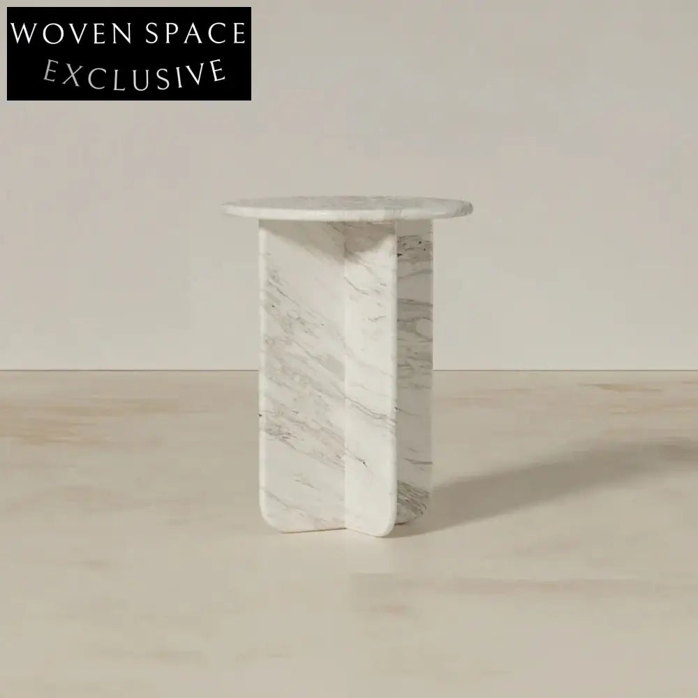 Elegant White Marble Modern Design Living Room Coffee Table & Side Table