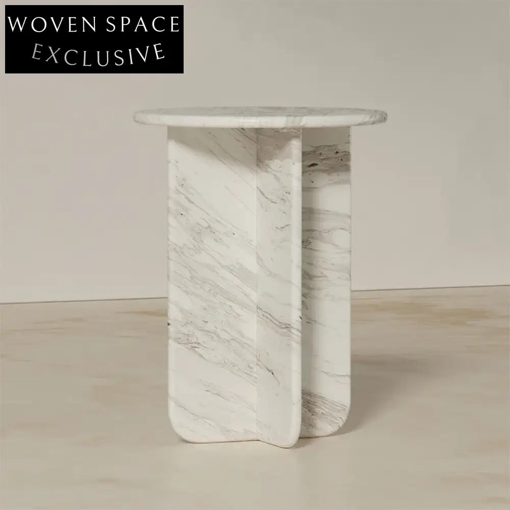 Elegant White Marble Modern Design Living Room Coffee Table & Side Table