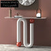 Elegant White Marble Top Console Table, Modern Hallway Sideboard Living Room Furniture
