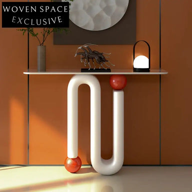 Elegant White Marble Top Console Table, Modern Hallway Sideboard Living Room Furniture