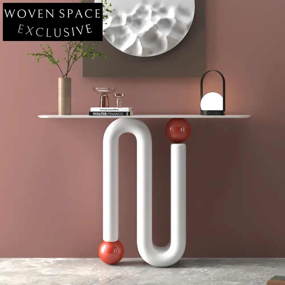 Elegant White Marble Top Console Table, Modern Hallway Sideboard Living Room Furniture