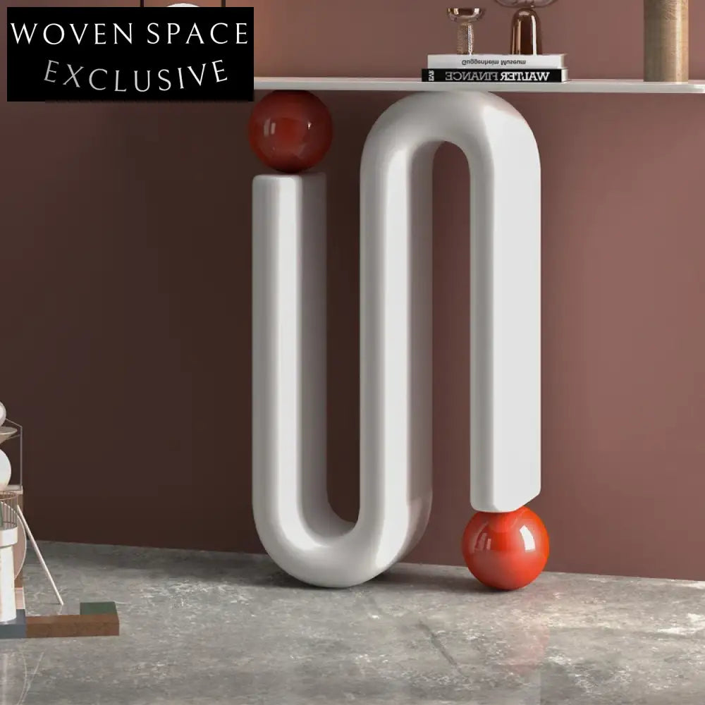 Elegant White Marble Top Console Table, Modern Hallway Sideboard Living Room Furniture