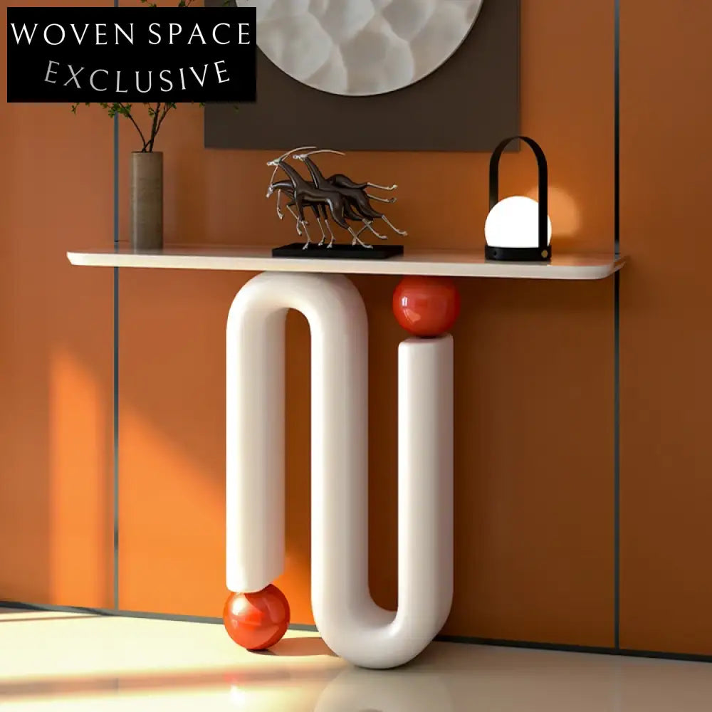 Elegant White Marble Top Console Table, Modern Hallway Sideboard Living Room Furniture