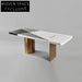 Elegant White Marble Top Gold Stainless Steel Modern Dining Table