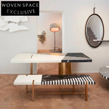 Elegant White Marble Top Gold Stainless Steel Modern Dining Table