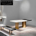 Elegant White Marble Top Gold Stainless Steel Modern Dining Table