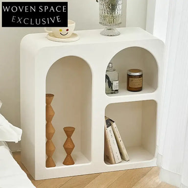 Elegant White MDF Minimalist Storage Cabinet with Adjustable Shelves for Living Room Sideboard