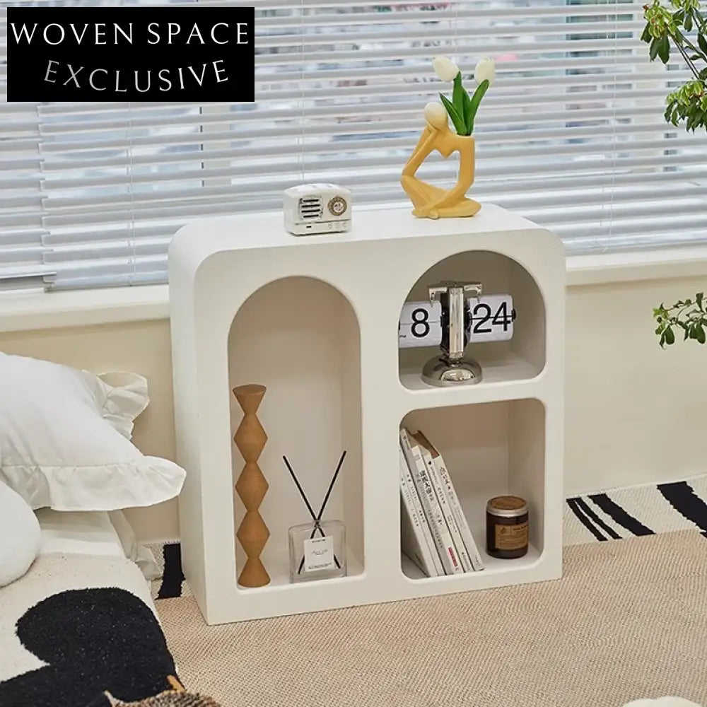 Elegant White MDF Minimalist Storage Cabinet with Adjustable Shelves for Living Room Sideboard