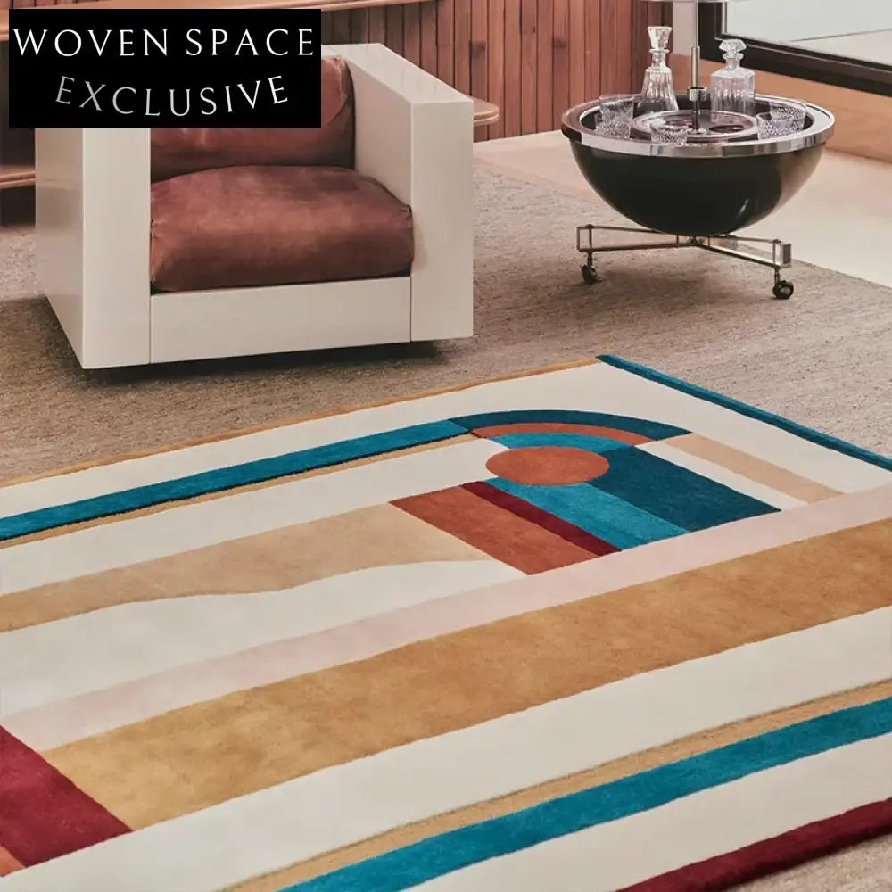 Elegant White Mid-Century Modern Handmade Area Rug - Plush Polyester Fiber Carpet