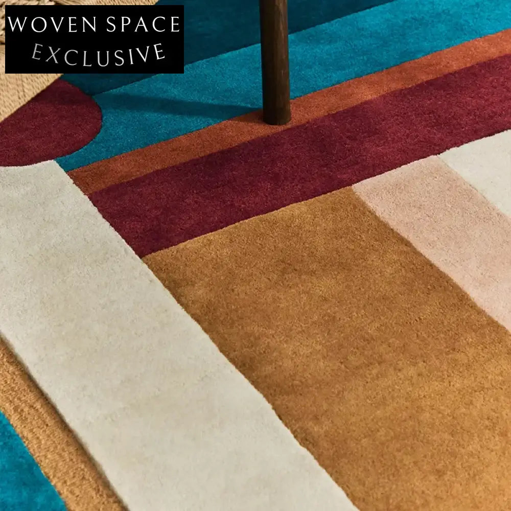 Elegant White Mid-Century Modern Handmade Area Rug - Plush Polyester Fiber Carpet