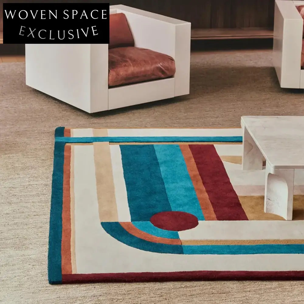 Elegant White Mid-Century Modern Handmade Area Rug - Plush Polyester Fiber Carpet