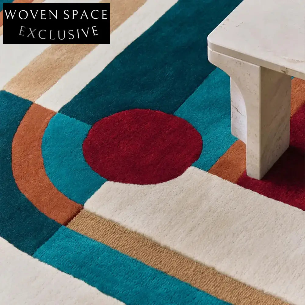 Elegant White Mid-Century Modern Handmade Area Rug - Plush Polyester Fiber Carpet