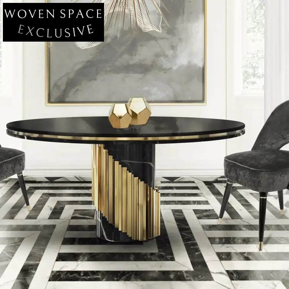 Elegant White Natural Marble Round Cylinder Dining Table, Modern Design