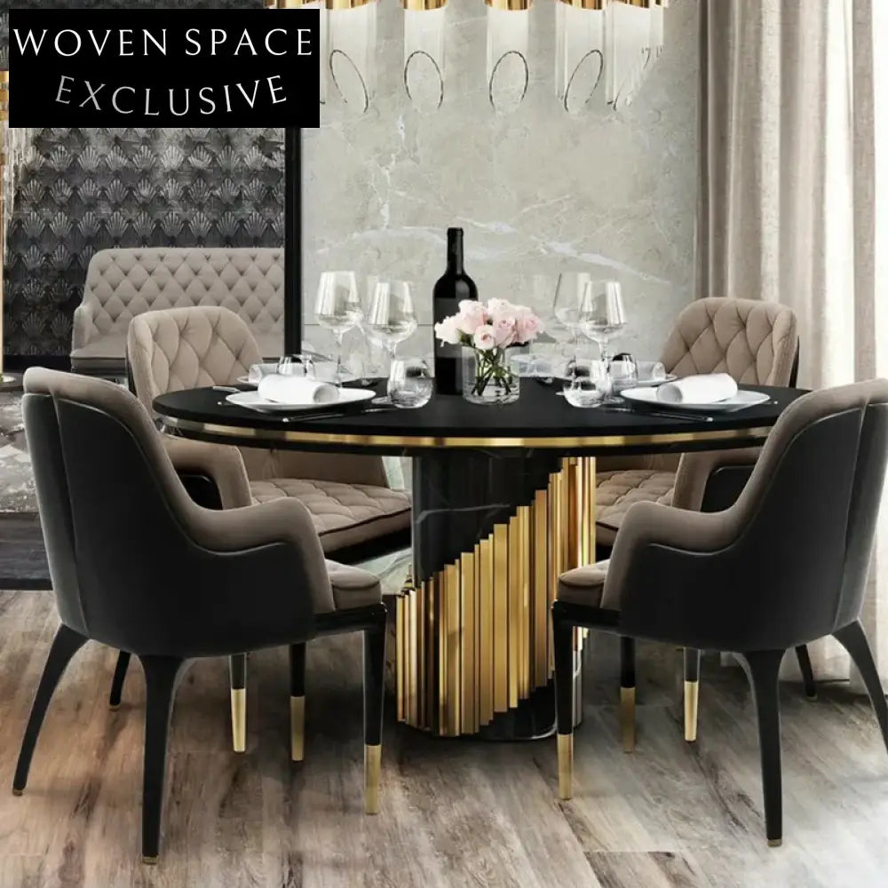 Elegant White Natural Marble Round Cylinder Dining Table, Modern Design