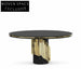 Elegant White Natural Marble Round Cylinder Dining Table, Modern Design