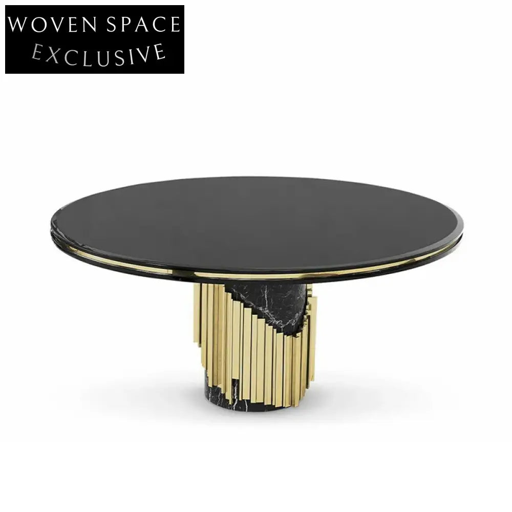 Elegant White Natural Marble Round Cylinder Dining Table, Modern Design