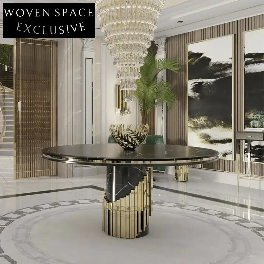 Elegant White Natural Marble Round Cylinder Dining Table, Modern Design