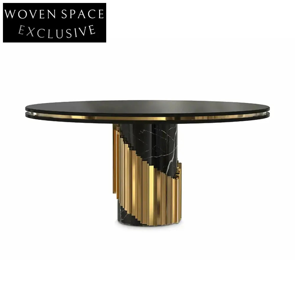 Elegant White Natural Marble Round Cylinder Dining Table, Modern Design