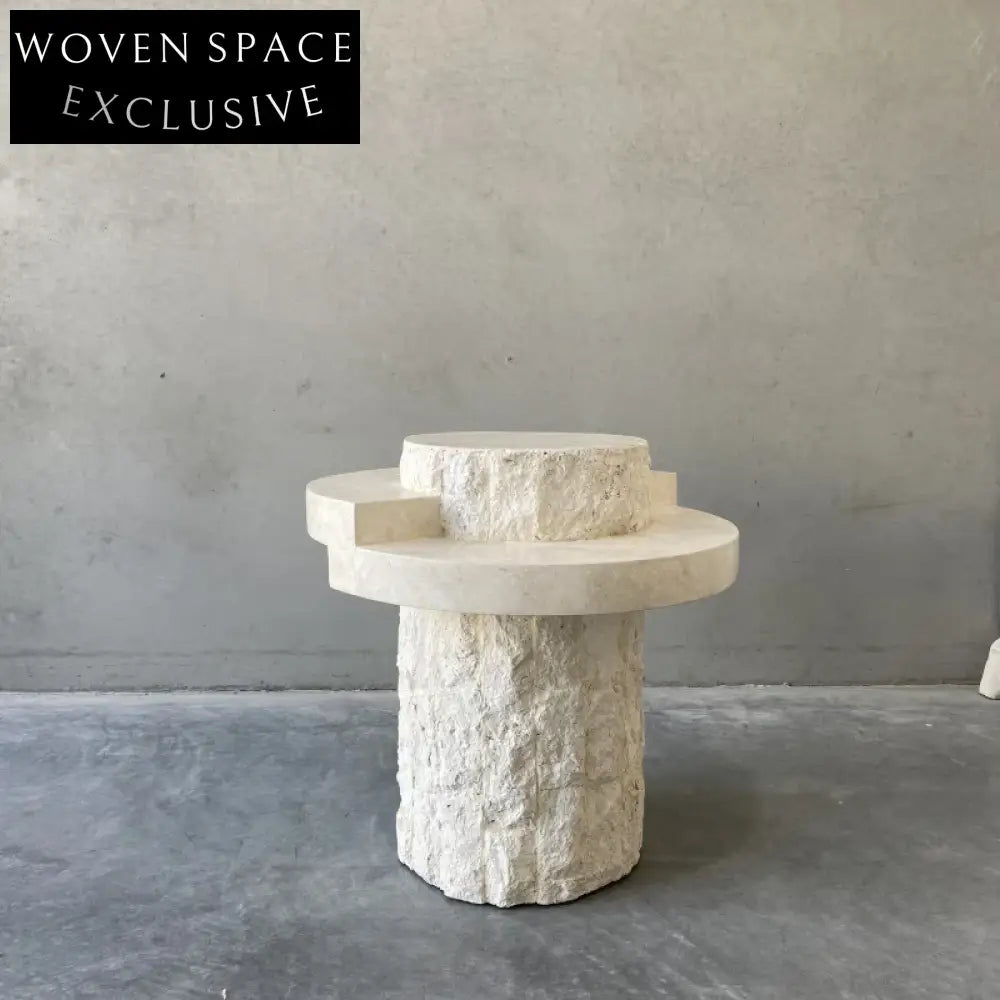 Elegant White Natural Marble Travertine Irregular Modern Living Room Coffee Table