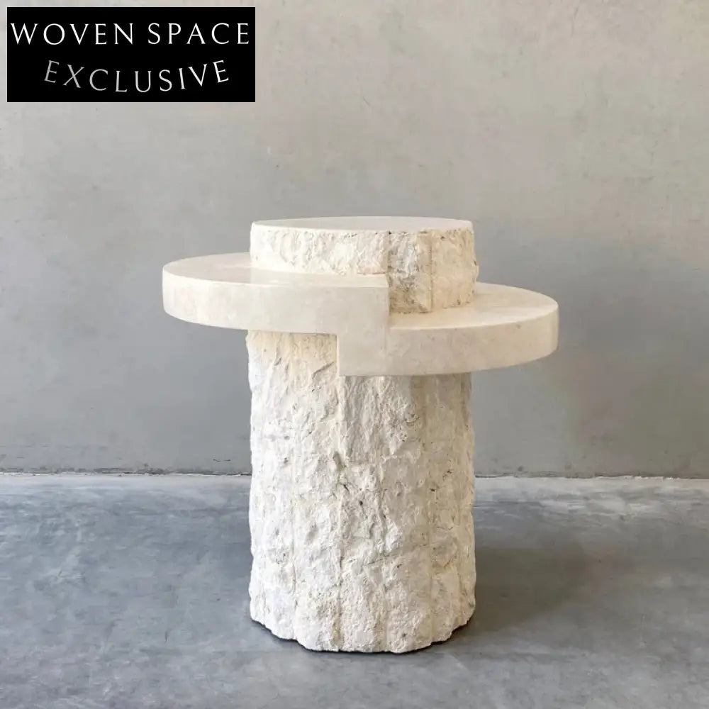 Elegant White Natural Marble Travertine Irregular Modern Living Room Coffee Table
