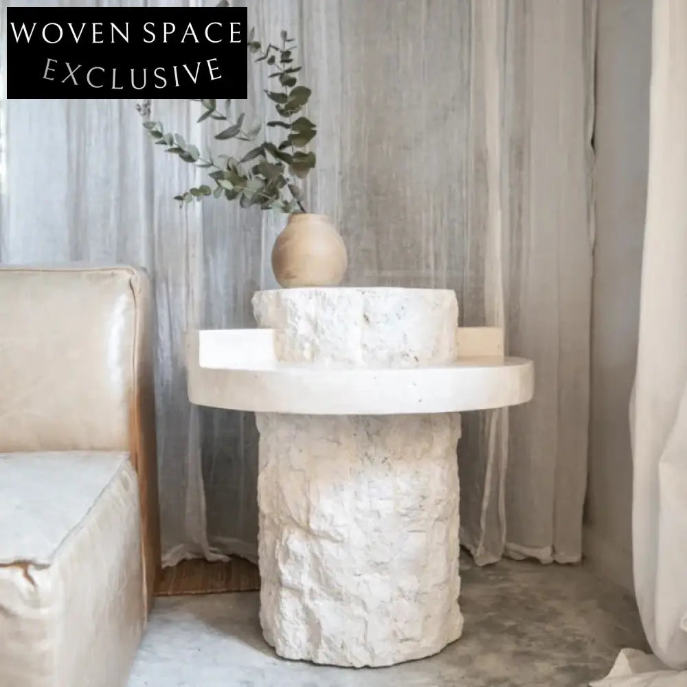 Elegant White Natural Marble Travertine Irregular Modern Living Room Coffee Table