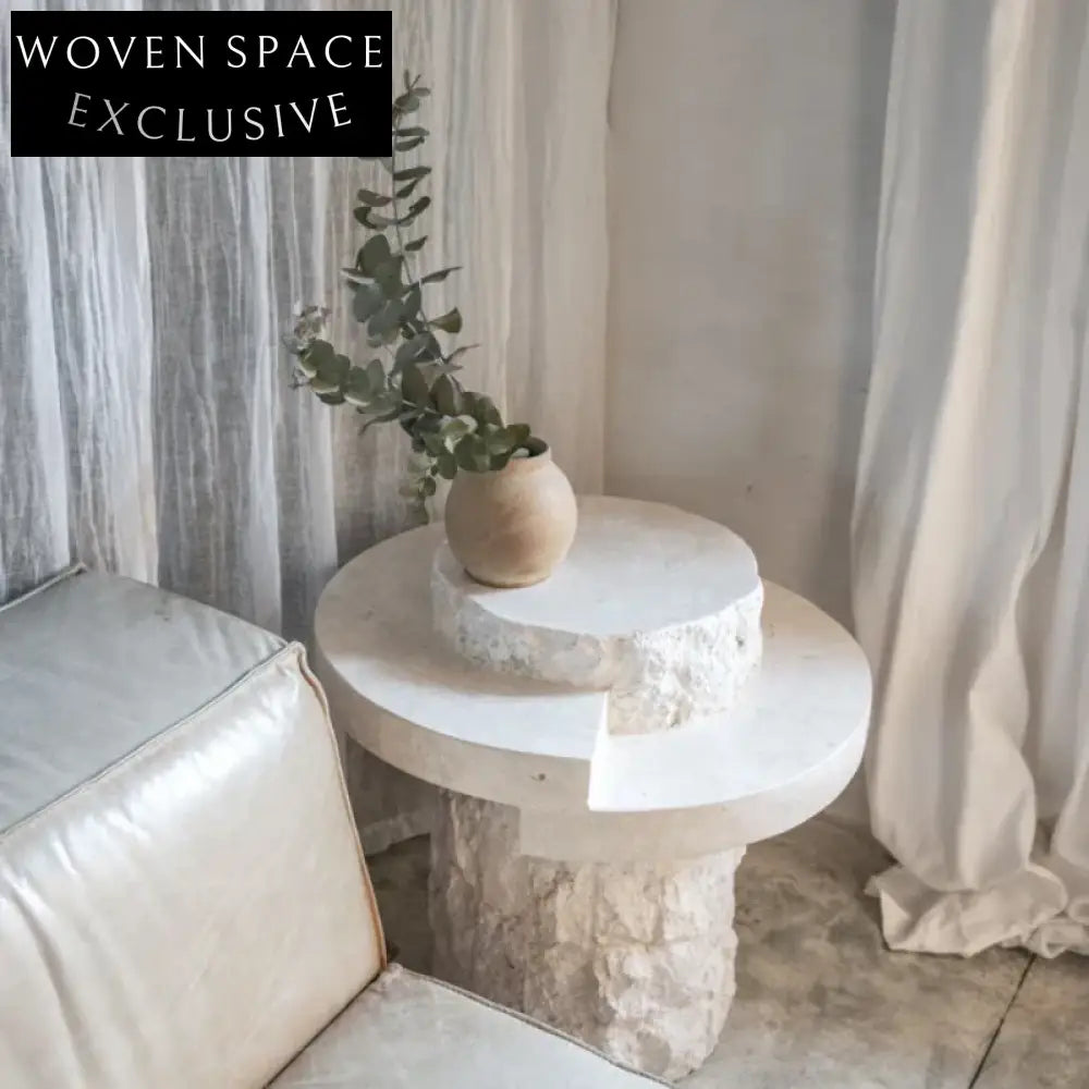 Elegant White Natural Marble Travertine Irregular Modern Living Room Coffee Table