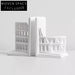 Elegant White Resin Building Design Decorative Study Office Bookends Set