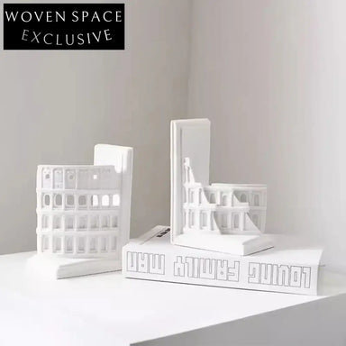 Elegant White Resin Building Design Decorative Study Office Bookends Set