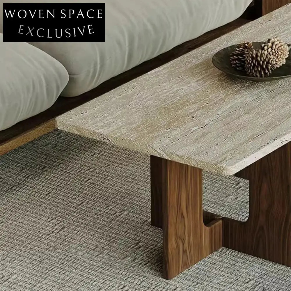 Elegant White Travertine Rectangular Coffee Table for Modern Living Rooms