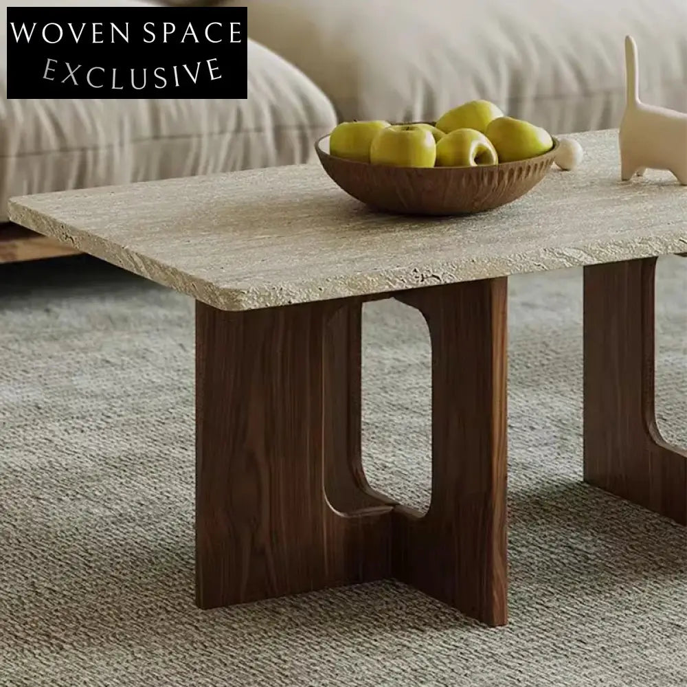 Elegant White Travertine Rectangular Coffee Table for Modern Living Rooms