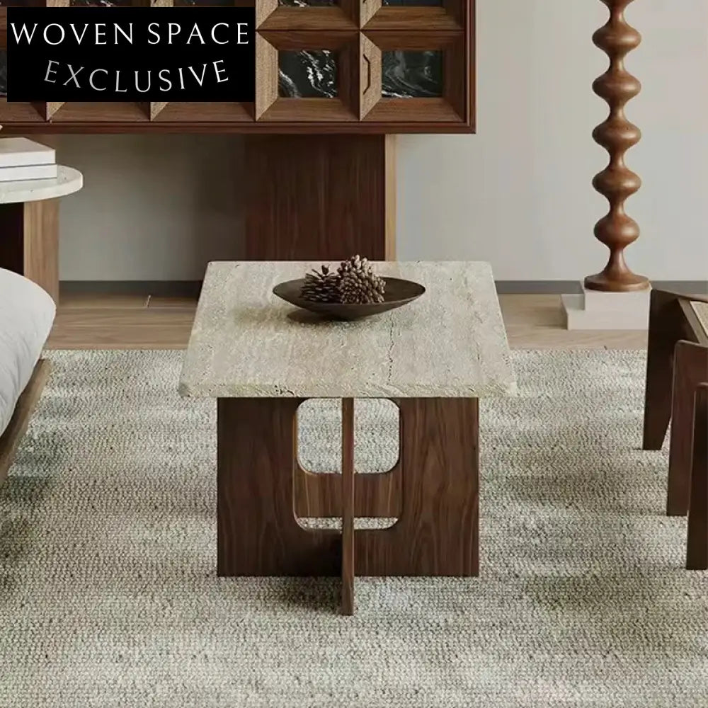 Elegant White Travertine Rectangular Coffee Table for Modern Living Rooms