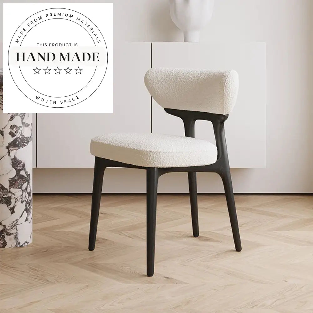 Elegant White Upholstered Nordic Wood Leg Dining Chair