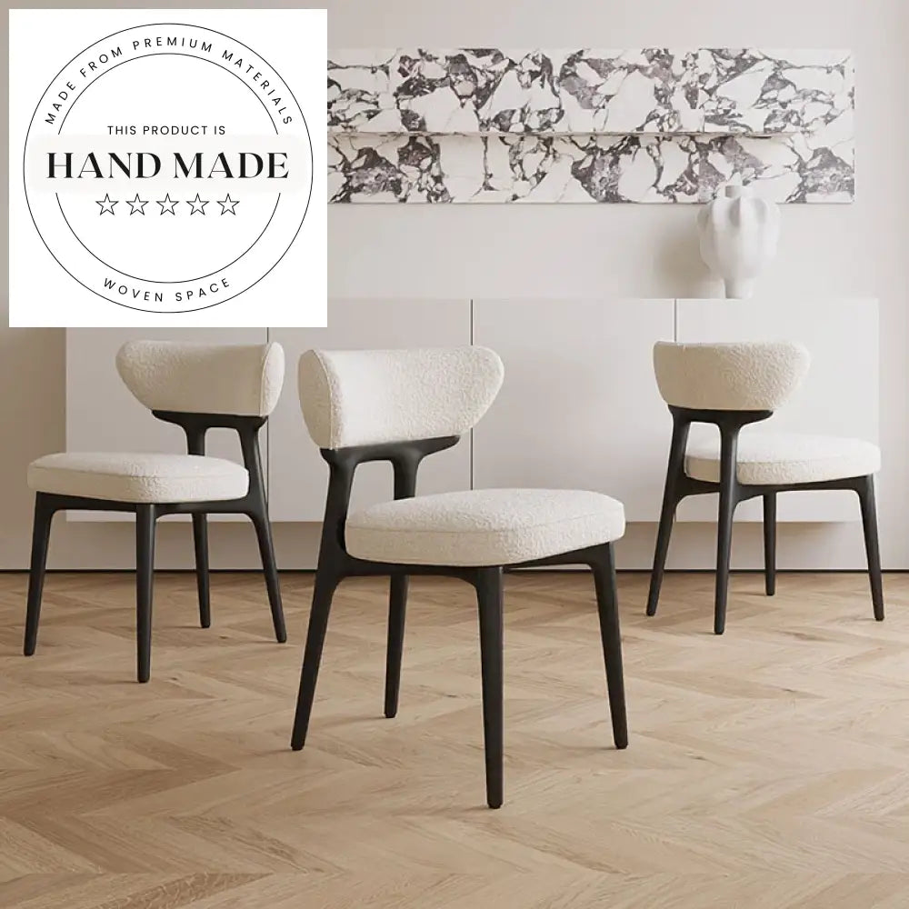 Elegant White Upholstered Nordic Wood Leg Dining Chair