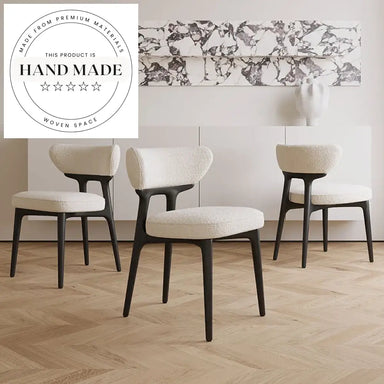 Elegant White Upholstered Nordic Wood Leg Dining Chair