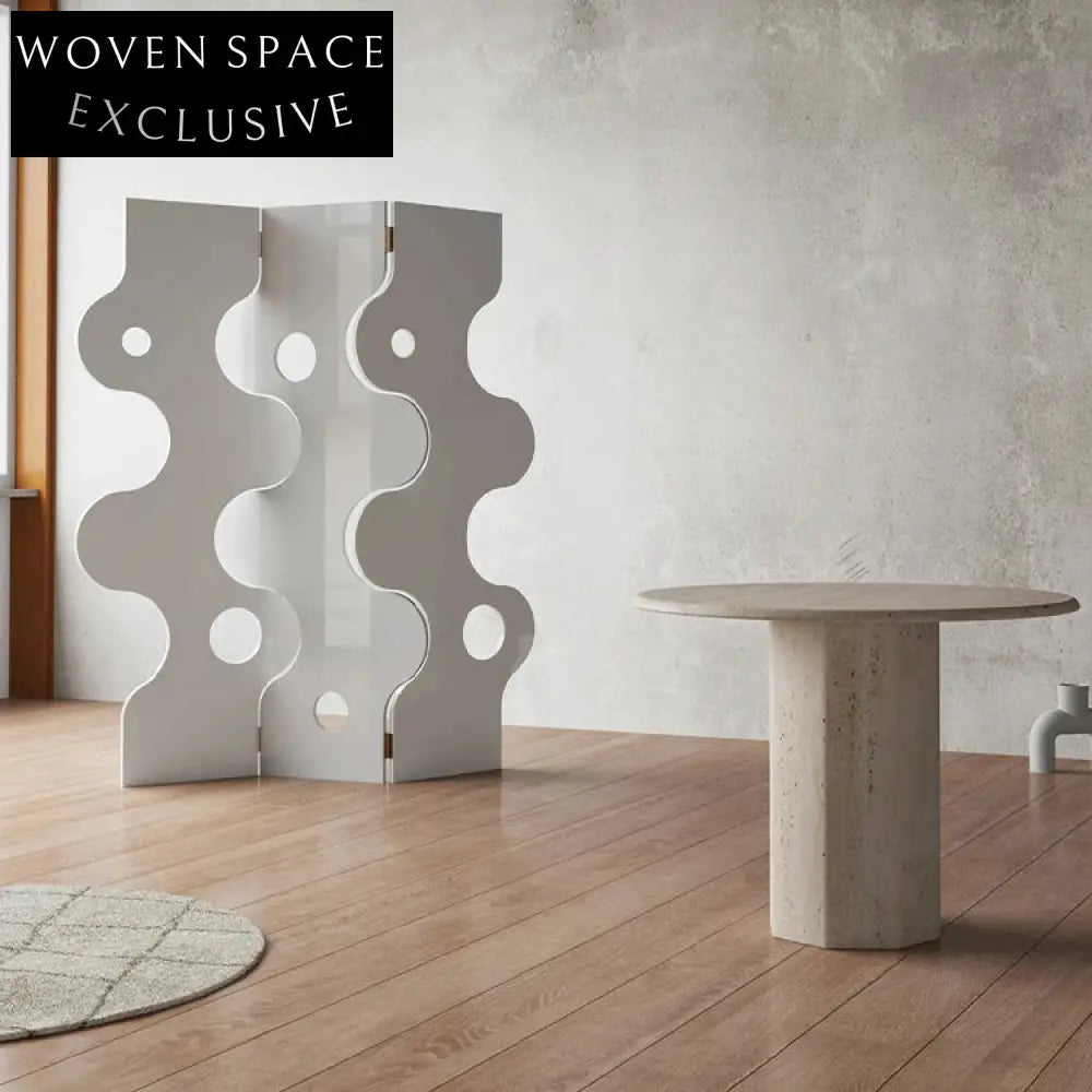 Elegant White Wood & Acrylic Irregular Structure Freestanding Room Divider Screen