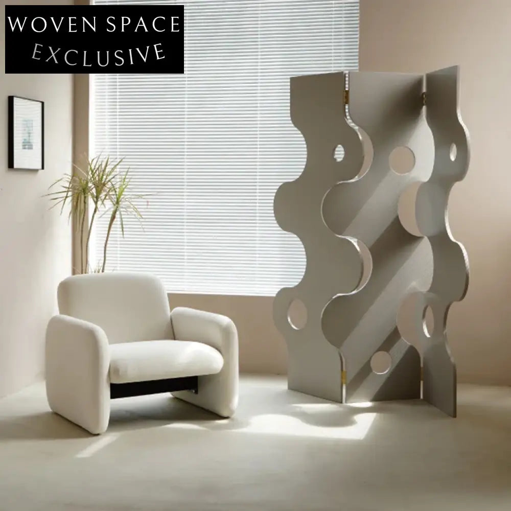 Elegant White Wood & Acrylic Irregular Structure Freestanding Room Divider Screen