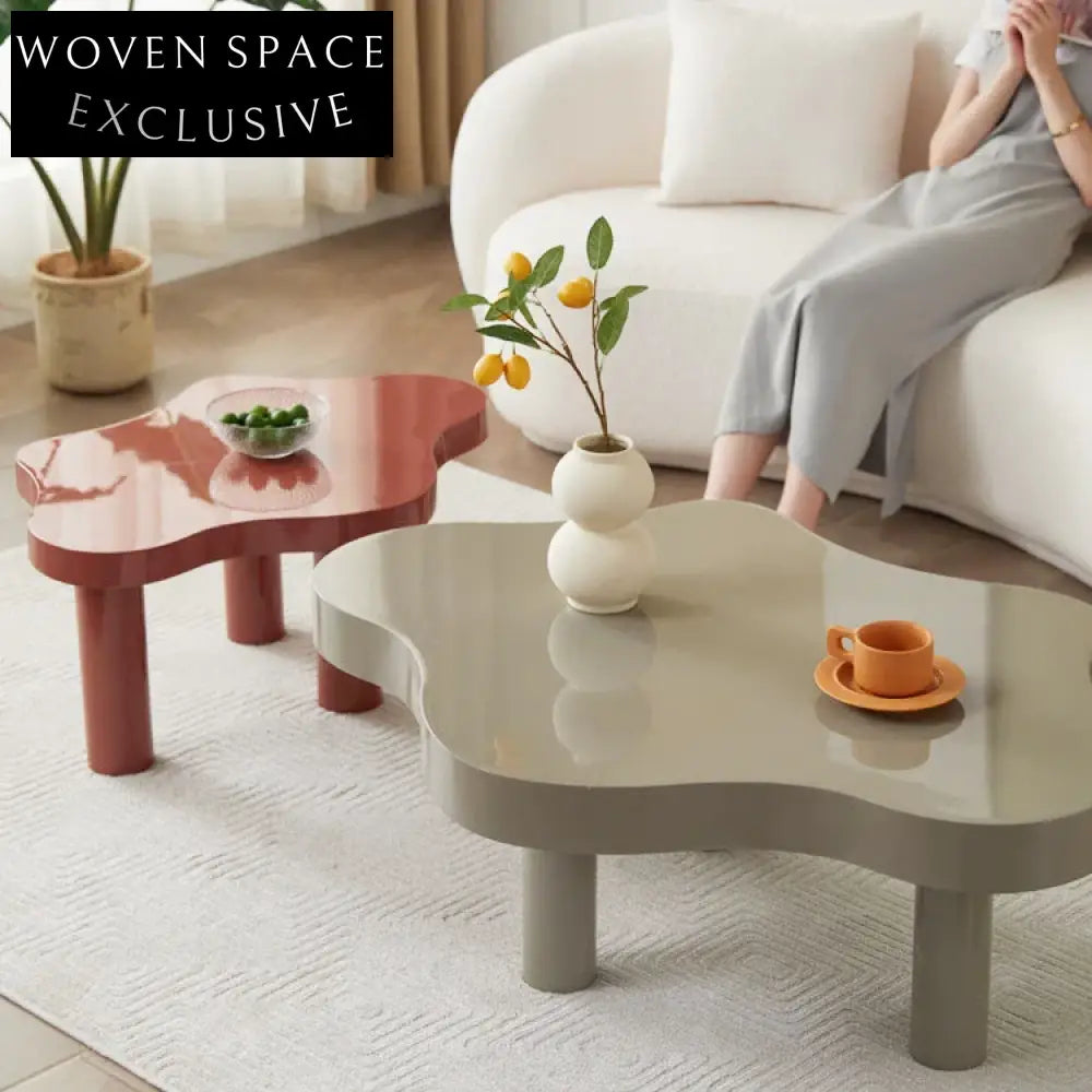 Elegant White Wooden Flower-Shaped Coffee Table for Modern Living