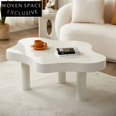 Elegant White Wooden Flower-Shaped Coffee Table for Modern Living