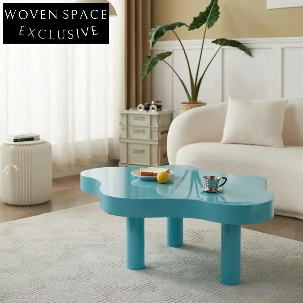 Elegant White Wooden Flower-Shaped Coffee Table for Modern Living
