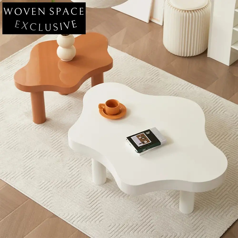 Elegant White Wooden Flower-Shaped Coffee Table for Modern Living