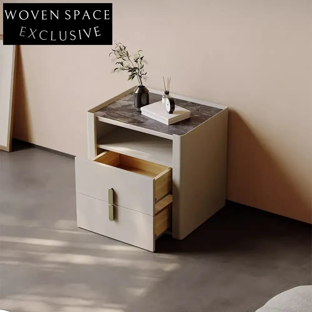 Elegant White Wooden Nightstand Bedside Table with 2 Drawers for Bedroom