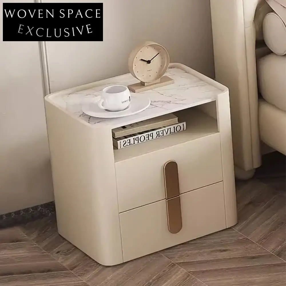Elegant White Wooden Nightstand Bedside Table with 2 Drawers for Bedroom